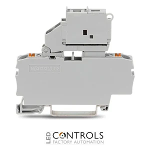 2202-1611 Wago 2-conductor fuse terminal block;with pivoting fuse holder;and end plate;gray