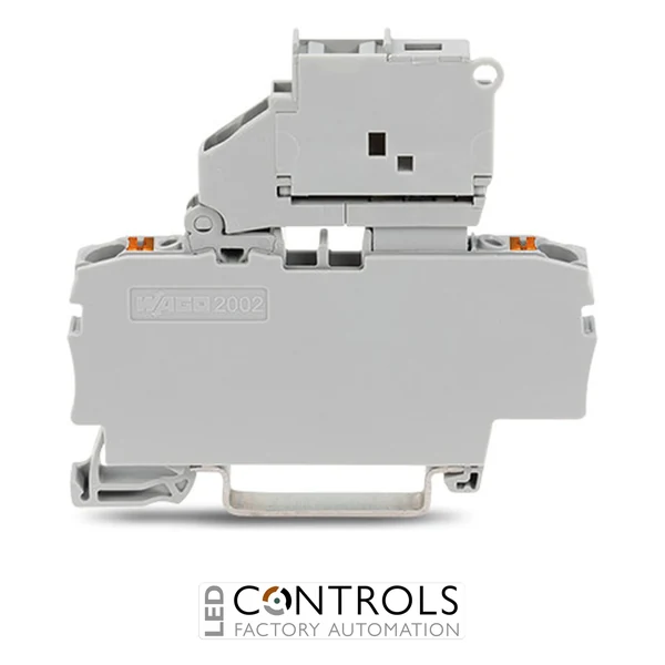 2202-1611 Wago 2-conductor fuse terminal block;with pivoting fuse holder;and end plate;gray