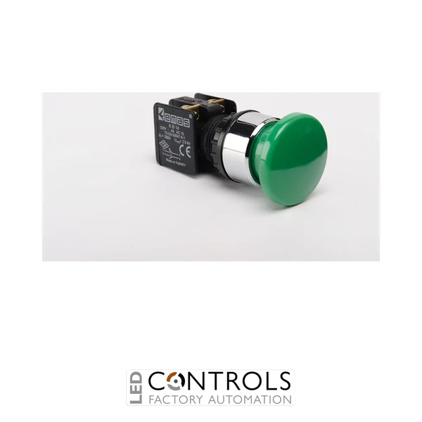 EMAS KB14MY EMAS KB PUSH BUTTON MUSHROOM HEAD DOUBLE CIRCUIT GREEN