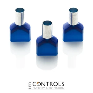 TCEF1614F-C Partex twin insulated cord end ferrule, 16mm², 14mm barrel, Blue, pack of 100