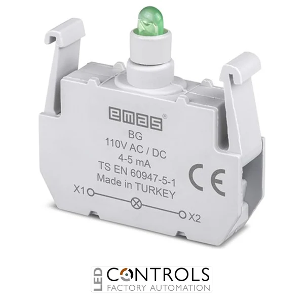 EMAS BG EMAS B CONTACT BLOCK WITH GREEN LED 110 V DC