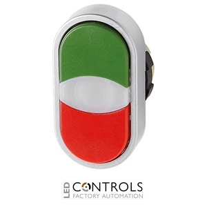 BC3DT-GRE/RED IMO Double Actuation Pushbutton Green/Red, Spring Return