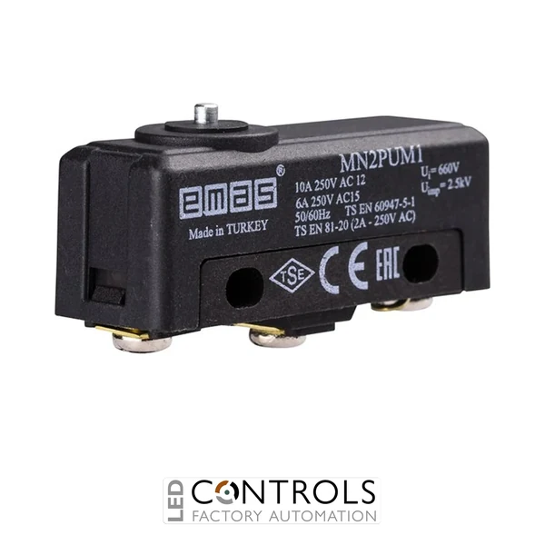 EMAS MN2PUM1 EMAS MN2 MINI SWITCH W METAL SLIM & SHORT MT. PLUNGER 1CO