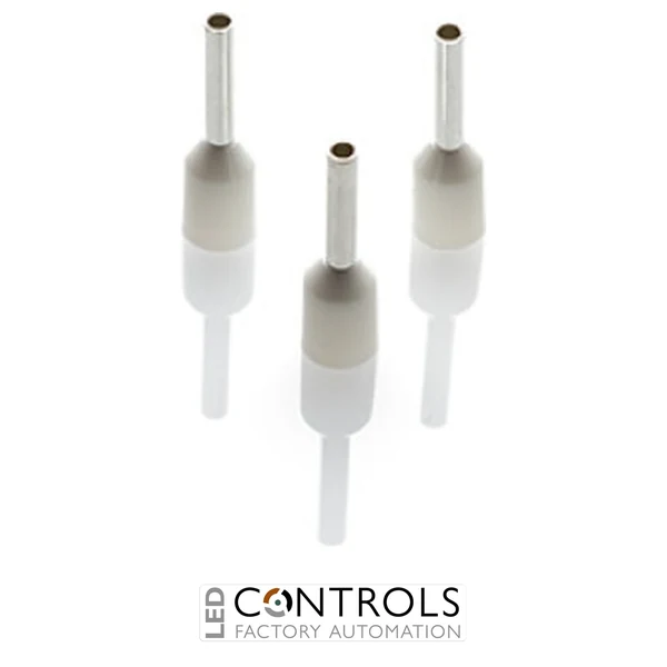 CEF7512G-C Partex single insulated cord end ferrule, 0.75mm², 12mm barrel, White, pack of 100