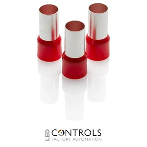 CEF95025F-C Partex single insulated cord end ferrule, 95mm², 25mm barrel, Red, pack of 100