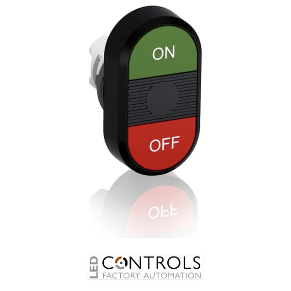 abb momentary double flush pushbutton green/red on/off mpd3-11b