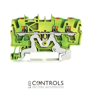 2202-1307 Wago 3-conductor ground terminal block;with push-button;2.5 mm²;green-yellow