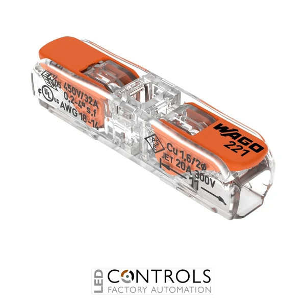221-2411 Wago Inline splicing connector with levers;for all conductor types;max. 4 mm²;transparent