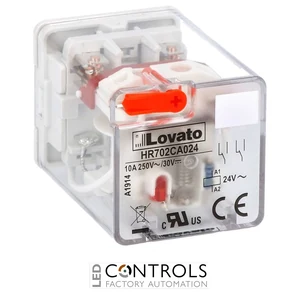 HR702CA024 - IND. RELAY 8 PINS 2C/O 10A 24VAC+LED