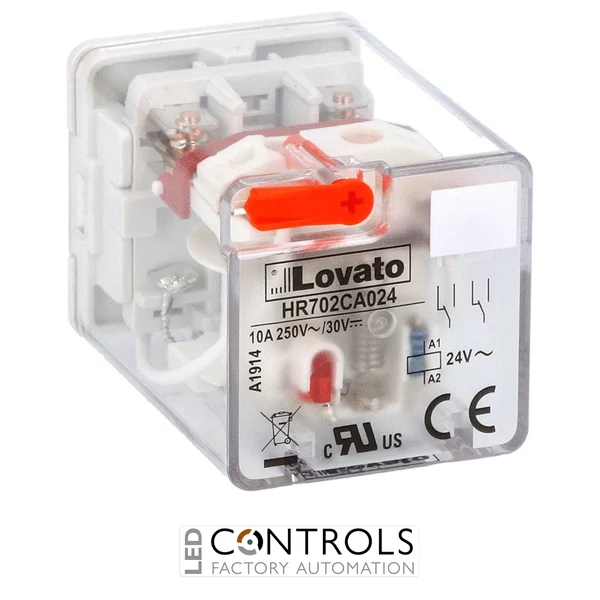 HR702CA024 - IND. RELAY 8 PINS 2C/O 10A 24VAC+LED
