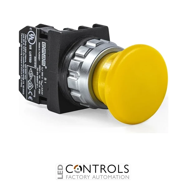 EMAS H100MS EMAS H 40MM PUSH MUSHROOM YELLOW 1NO