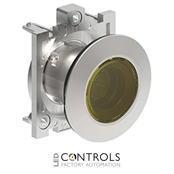 LOVATO LPFQL105 ILL.YELLOW FLUSH PUSH-PUSH MET.FLAT BUTT