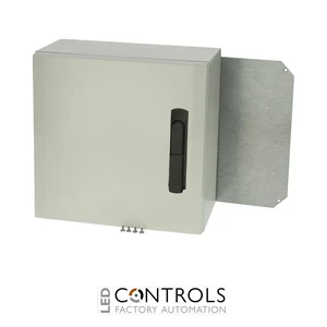 8120089 Fibox ARCA 404021S Cabinet, Polycarbonate Grey cover, Swinghandle, hinges on the long side
