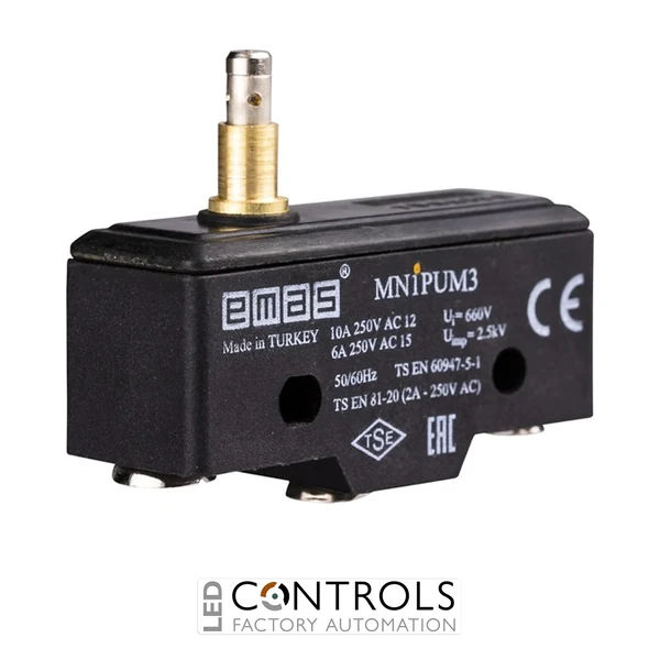 EMAS MN1PUM3 EMAS MN1 MINI SWITCH W SLIM&LONG METAL PLUNGER 1CO