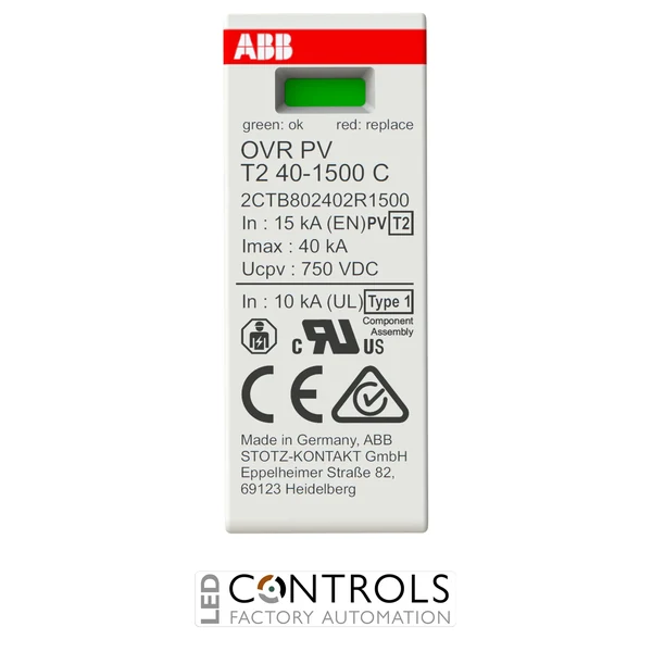 2CTB802402R1500 ABB OVR PV T2 40-1500 C Type 2 PV Surge Protection Cartridge