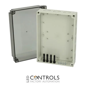 6016927 Fibox PCM 200/100 T Enclosure, Polycarbonate, metric knock-outs Smoked transparent cover