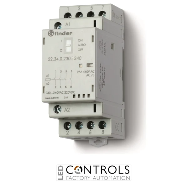 22.34.0.024.1340 Finder contactor 4 pole 25A AC/DC 24V all NO