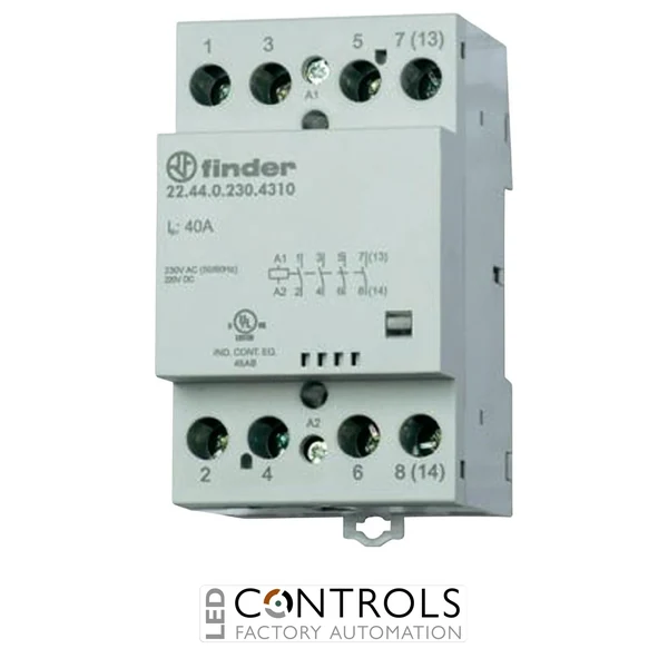 22.44.0.230.4310 Finder contactor 4 pole 40A AC/DC 230/240V NO