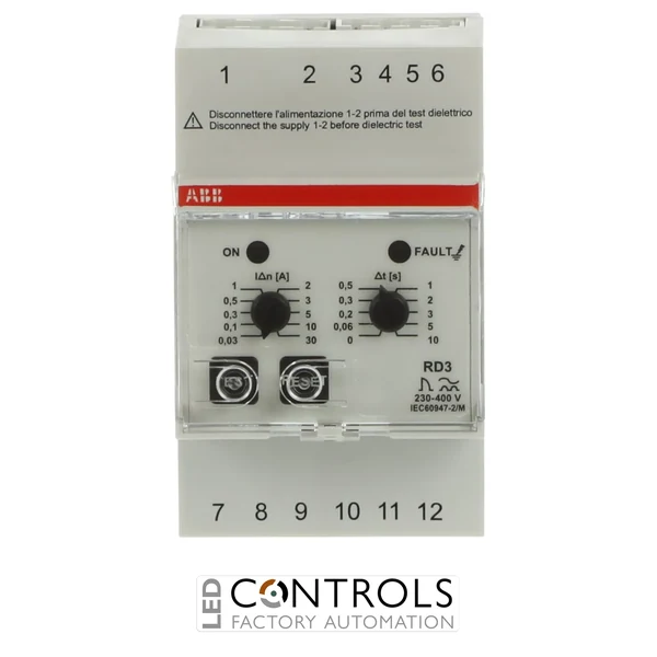 2CSJ201001R0002 ABB RD3 Residual Current Relay 230–400 V AC