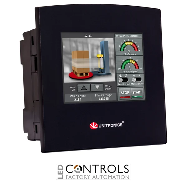 SM35-J-R20 Unitronics Samba 3.5" colour touchscreen HMI and PLC with onboard I/O configurations