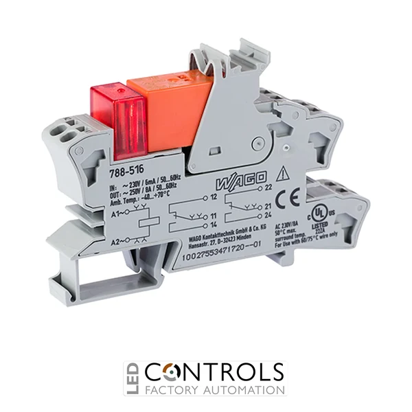 788-516 Wago Relay module;Nominal input voltage: 230 VAC;2 changeover contacts;gray