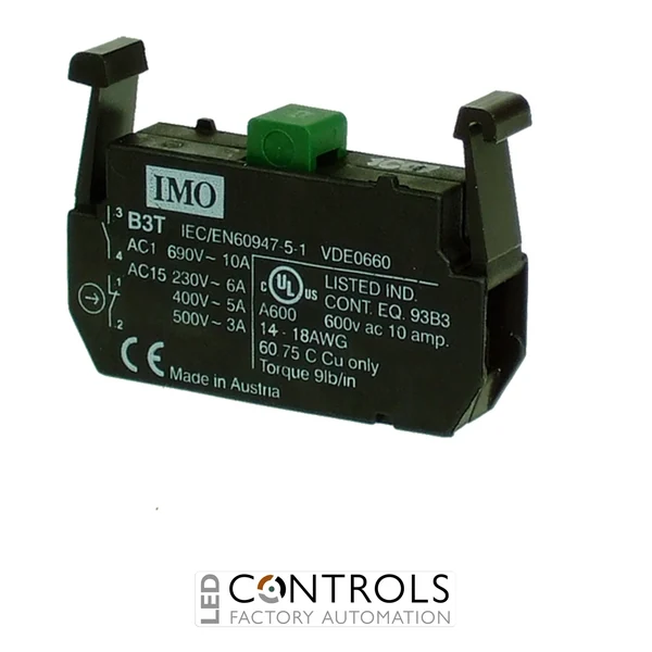 B3T10 IMO Contact Block, Normally Open Clips Onto B3S/B3M