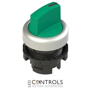E2 1SL13ACH49AB Pizzato Illuminated short handle selector, 3 positions green with marking