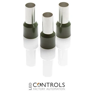 CEF50020G-C Partex single insulated cord end ferrule, 50mm², 20mm barrel, Olive, pack of 100