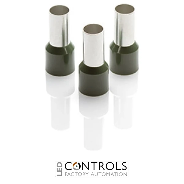 CEF50020G-C Partex single insulated cord end ferrule, 50mm², 20mm barrel, Olive, pack of 100