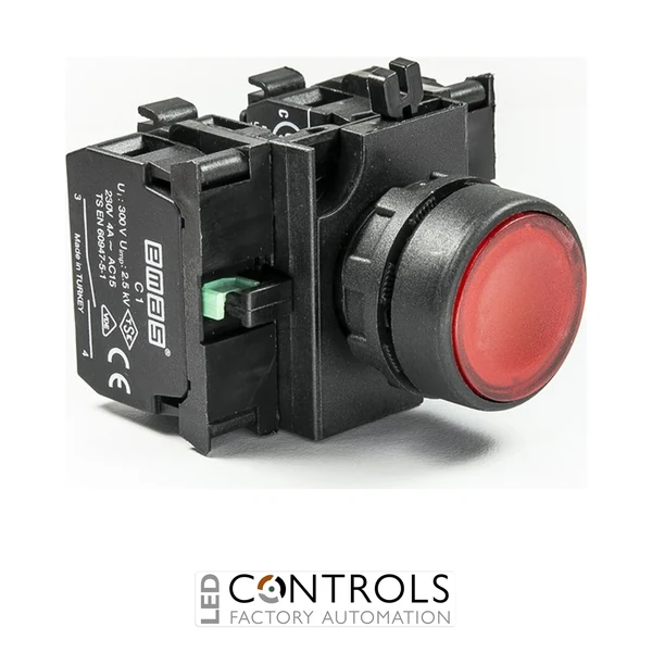 EMAS CP305DK EMAS CP FLUSH PUSH BUTTON SPRING RET. 2NO+2NC RED