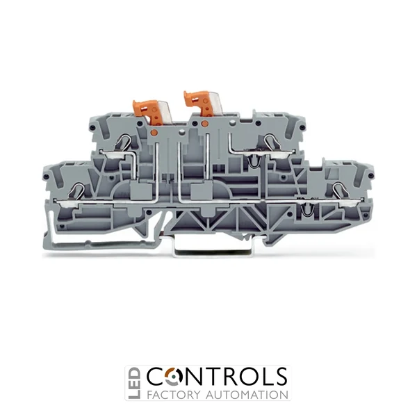 2002-2951 Wago Double-deck, double-disconnect terminal block;with 2 pivoting knife disconnects;L/L;gray