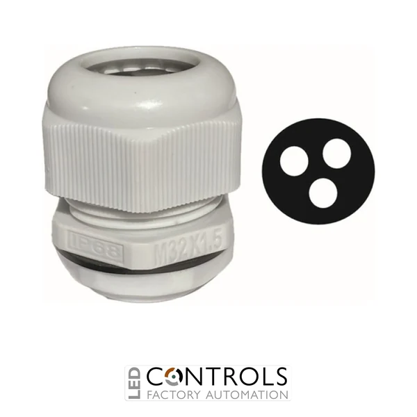 DTGM32TKL Partex nylon cable gland, M32, LIGHT GREY, cable Ø 6 to 12mm, pack 10
