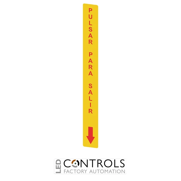 VF AP-A1AGR06 Pizzato Yellow adhesive in PC, rectangular 300x32 mm, red writing "PULSAR PARA SALIR"