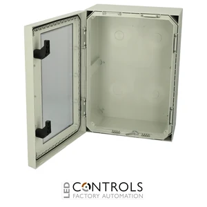 8120137N Fibox ARCA 705030W No MP Cabinet, Polycarbonate Grey cover with window, 2-point locking, hinges on the long side