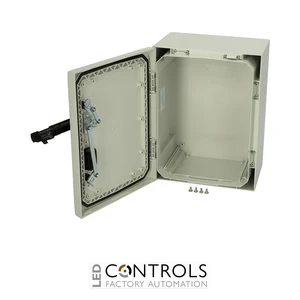 8120087N Fibox ARCA 403021S No MP Cabinet, Polycarbonate Grey cover, Swinghandle, hinges on the long side