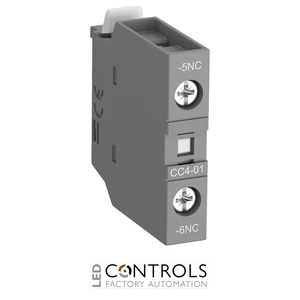 ABB cc4-01 front mounted aux contact block with nc leading contact and no lagging contact