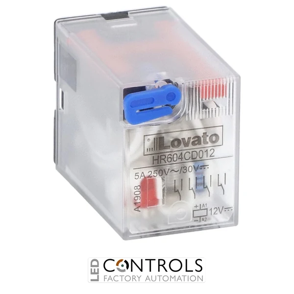 HR604CD012 - INDUSTRIAL RELAY 4C/O 5A 12VDC + LED