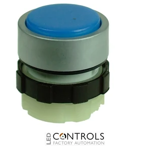 B3DLBLUE IMO Illuminable Push Button, Spring Return, Blue, Aluminium
