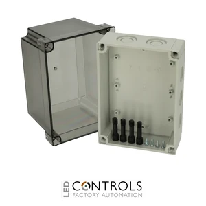 6016917 Fibox PCM 150/150 T Enclosure, Polycarbonate, metric knock-outs Smoked transparent cover
