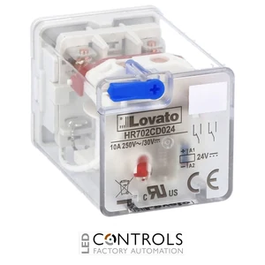 HR702CD024 - IND. RELAY 8 PINS 2C/O 10A 24VDC+LED