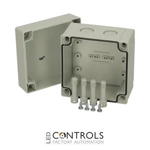 6016332 Fibox PCM 95/75 G Enclosure, Polycarbonate, metric knock-outs Grey cover