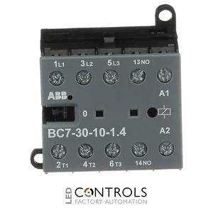GJL1313001R8101 ABB BC7-30-10-1.4-81 ABB BC7-30-10-1.4-81 3 Pole Mini Contactor Relay 7A 1NC Auxiliary Contact 24V AC/DC Coil 1.4W Coil