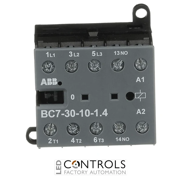 GJL1313001R8101 ABB BC7-30-10-1.4-81 ABB BC7-30-10-1.4-81 3 Pole Mini Contactor Relay 7A 1NC Auxiliary Contact 24V AC/DC Coil 1.4W Coil