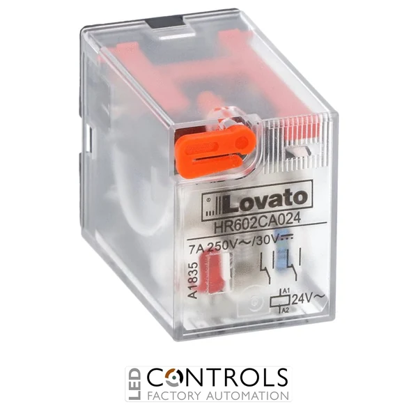 HR602CA024 - INDUSTRIAL RELAY 2C/O 7A 24VAC + LED