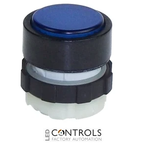 BS3DLBLUE IMO Illuminable Push Button Spring Return, Blue, Black Bezel
