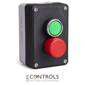 EMAS P2ABE30 EMAS P SERIES BLACK GREY PL. BOX 2 HOLES 1NO+1NC EMER. STOP 30MM