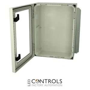 8120139 Fibox ARCA 806030W Cabinet, Polycarbonate Grey cover with window, 2-point locking, hinges on the long side