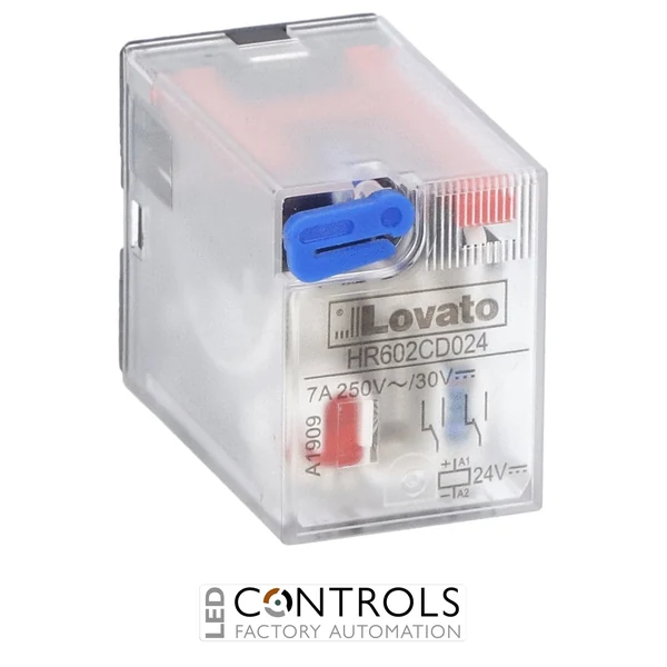 HR602CD024 - INDUSTRIAL RELAY 2C/O 7A 24VDC + LED