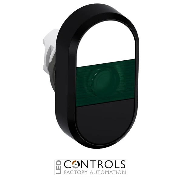 1SFA611134R1102 ABB MPD5-11G White/Black Illuminated Double Pushbutton with Green Indicator