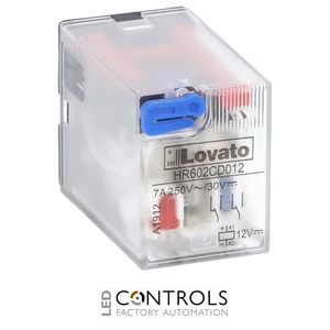HR602CD012 - INDUSTRIAL RELAY 2C/O 7A 12VDC + LED